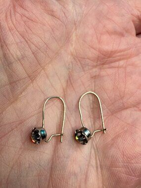 Vintage Clear Rhinestone French Hook Silver Tone Wire Dainty Pierced Earrings